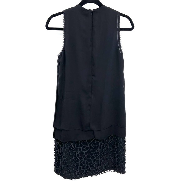 REISS Black Metallic Coral Design Sleeveless Flowey Tiered Shift Dress Size 0 - Picture 3 of 9